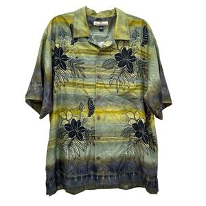 Tommy Bahama Kapalua Resort 100% Silk Shirt Maui Hawaii Floral Tropical Tribal